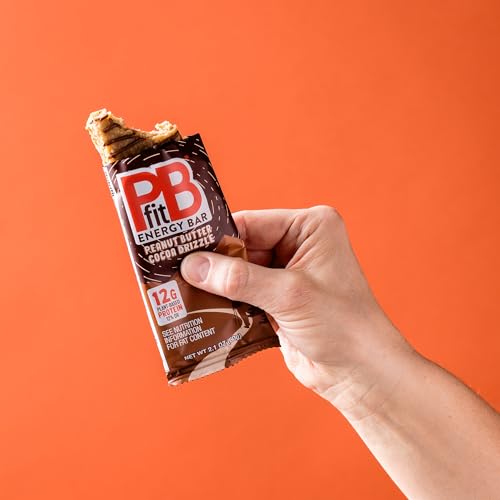 Image of PBfit Peanut Butter Cocoa Drizzle Energy Bars, 12g Protein, 5g Fiber, Gluten Free, Vegan, Plant-Based, Non-GMO, 2.1 Oz (Pack of 4)
