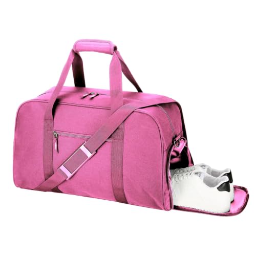 Image of Searock 45L Gym Bag for Men & Women with Shoe Compartment | 21 inch Large Duffle Bag for Travel, Sports, Fitness & Workout, Rose Pink