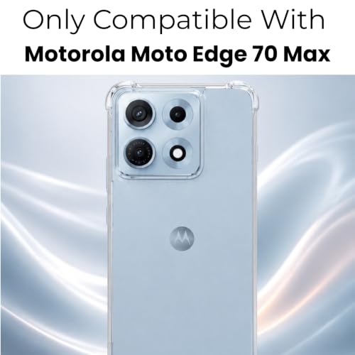 Image of RIGGEAR Shockproof Sleek Hybrid Armor Magnetic Back Cover Case Compatible with MagSafe Accessories for Motorola Moto Edge 70 Max 5G (Clear PC + Black TPU Bumper)