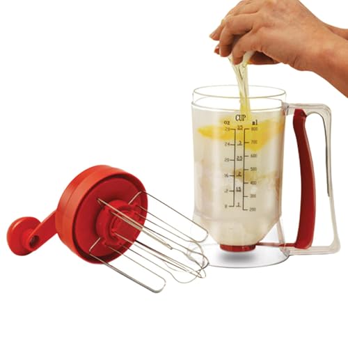 Batter Dispenser – Pancake Batter Pourer, Cake Mix Dispenser, Non Drip Jug | Easy Flow Baking Dispenser with Measuring Marks and Controlled Release for Making Cupcakes Waffles and Muffins