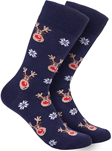 BRUBAKER Weihnachtssocken für Damen und Herren - Weihnachtsmotiv Rentiere - Baumwolle Socken Weihnachten