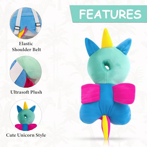 Image of GLUN Baby Head Protector Backpack, Pack of 1 Cute Unicorn Soft Cushioning, Adjustable Shoulder Belt, Head Protection Back for 6-18 Month Toddler Kids