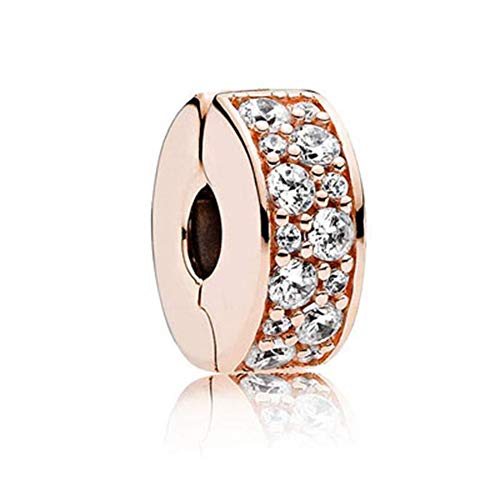 SUNWIDE Shining Path Clip Elegant Spacer Charms fit Pandora Charms Bracelets (Rose Gold)