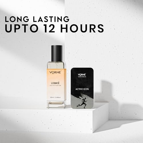 Image of VORNE solid perfume 12g & EDP for men 20ml | Legace & Active Icon | Gift Set for men | Strong Long-Lasting, alcohol-free, Fresh woody and Fruity fragarance | Ideal for daily use | Pack of 2 | Valentine's day gift