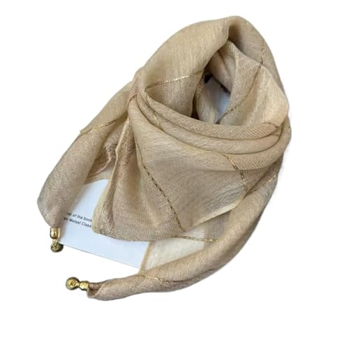 Bufanda cuadrada de gasa dorada 70x70cm mujer con práctico cierre magnético