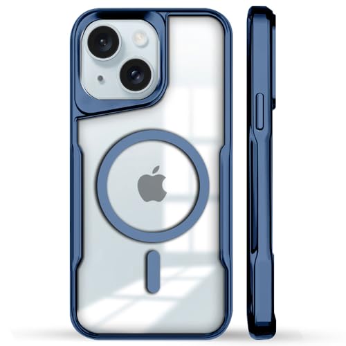 Image of KARWAN iPhone 15 Back Case Cover Hybrid Acrylic Transparent Electroplated Shockproof Phone Case for iPhone 15 (TPU | Titanium Blue)