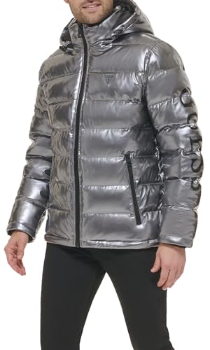 Guess mens Holographic Hooded Puffer Jacket3