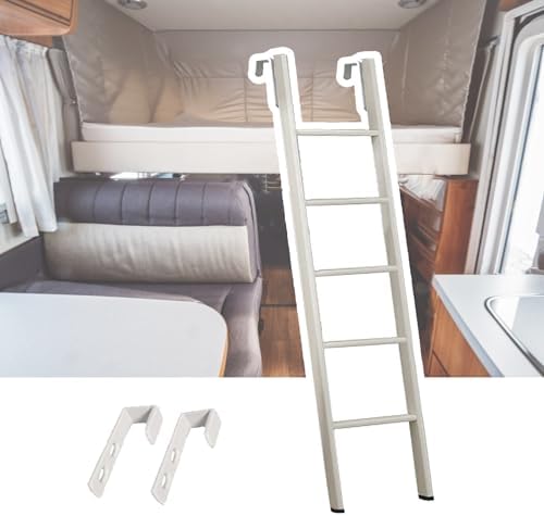 Adjustable Metal Bunk Bed Ladder for RV - Short Replacement Ladder with Hooks for Camping, Dorms, Farm Use - Portable & Durable Access Solution