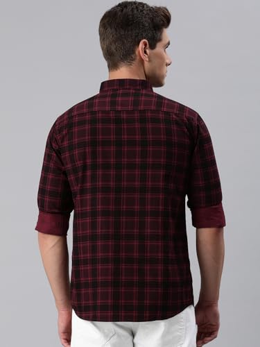 Image of Majestic Man Men Small Checkered Slim Fit Cotton Casual Shirt