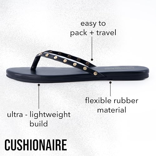 CUSHIONAIRE Confetti Women’s Studded Flip Flop Sandal – Slip-On Thong with Memory Foam & Stylish Rivet Strap4