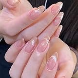 BHIDENAW ネイルチップ ショート 24枚入 人気 和風 かわいい シンプル おしゃれ 成人式 結婚式 パーティー 日常生活に使用できます 花嫁ネイル 光沢 つけ爪 両面テープ ウッドスティック (一目惚れ I9, M)