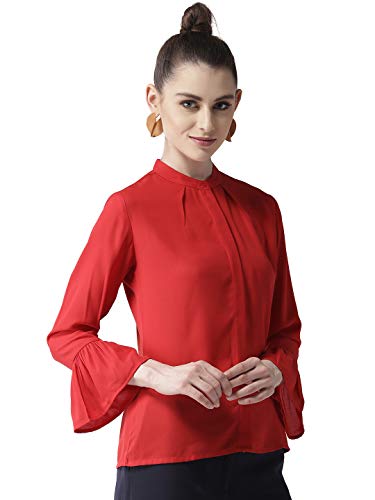 Image of Style Quotient Women Red Regular Fit Solid Casual Shirt-RED