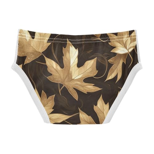 KLL Vintage Golden Glitter Maple Leaves Little Boys Pure Cotton Underwear Cute Children Panties2