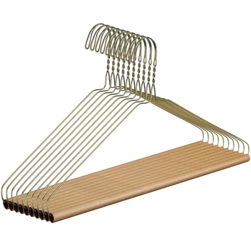 Yuntau 10 Pcs Dry Cleaner Hangers with Tubes - 16" Wire Hangers Bulk for Pants Caped Suit & Strut Home or Dry Cleaners (Brown)