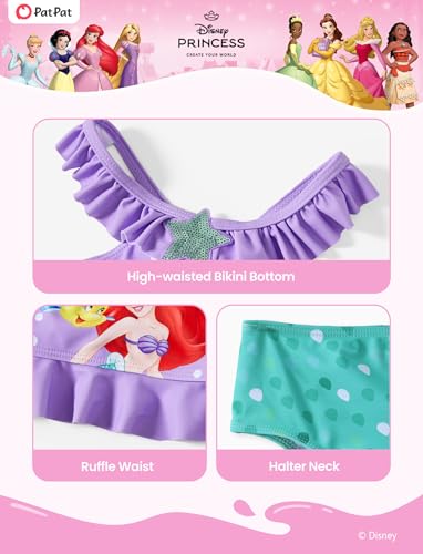 Image of Disney Elsa Princess Toddler Girls Two Piece Tankini Top and Bow Tie Bikini Bottom Beach Swimsuit Set