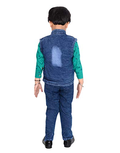 Image of AHHAAAA kids ethnic cotton blend waistcoat shirt and pant for boys 633S