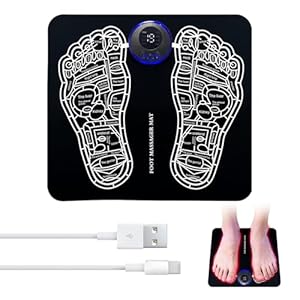 EMS Foot Massager Machine for Pain Relief - TENS Muscle Stimulator with 8 Modes & 19 Intensities, LCD Screen - Rechargeable for Feet, Hands, Hip, Leg to Improve Circulation & Relaxation