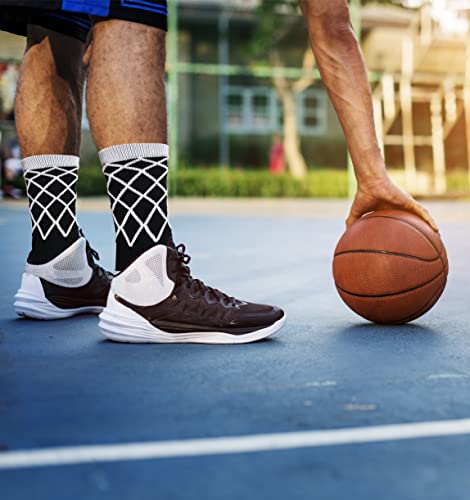 Youper Elite Basketball Socks with Basketball Logo & Net (2 Pairs), Athletic Crew Socks for Men, Boys, Women & Girls3