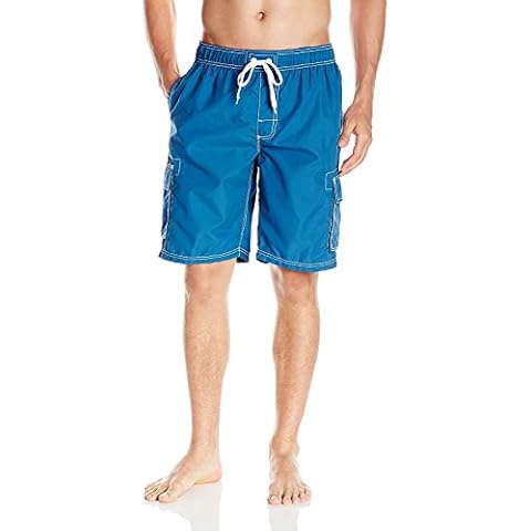 Men's Quick Dry Short Swim Trunks Cargo Water Shorts Beach Swimsuit with Mesh Lining (Turquoise, Large) Cover