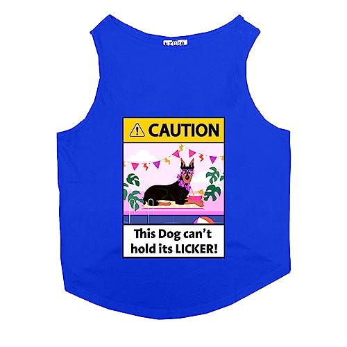 Image of Ruse Can't Hold the Licker Printed Dog Round Neck Sleeveless Vest Tank T-Shirt /Tees Apparel /Clothes /Tees Gift for Dogs (Royal Blue /S (Apso, Cocker Spaniel etc.)