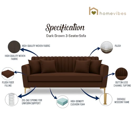 Image of 3+1+1 Seater Velum Fabric Sofa Set for Living Room, Modern Design with High Density Foam, Solid Wood Frame, Ergonomic Comfortable Seating for Home & Office (Dark Brown, 3+1+1)