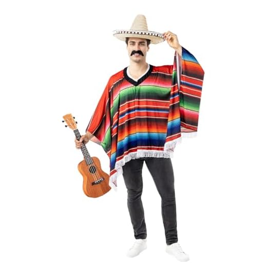 Funidelia | Poncho Mexicano para Hombre México & Mariachis, Calavera Mexicana - Accesorios para Adultos, Accesorio para Disfraz - Marrón