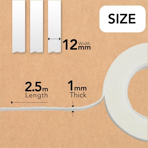 Image of 8 Rolls Double Sided Heavy Duty Foam Tape - 12mm x 1mm x 2.5m, Weatherproof Adhesive for Indoor & Outdoor Use, Ideal for Home, Office, Car, Gap Filling, Decorative Mountings, and Trim