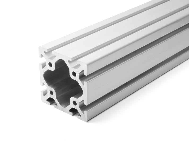 Aluminiumprofil 100x100 L (leicht) I-Typ Nut 10 silber eloxiert Aluminiumprofile Aluminium Profil Alu Profile Montage Systemprofil Zuschnitt: 470mm