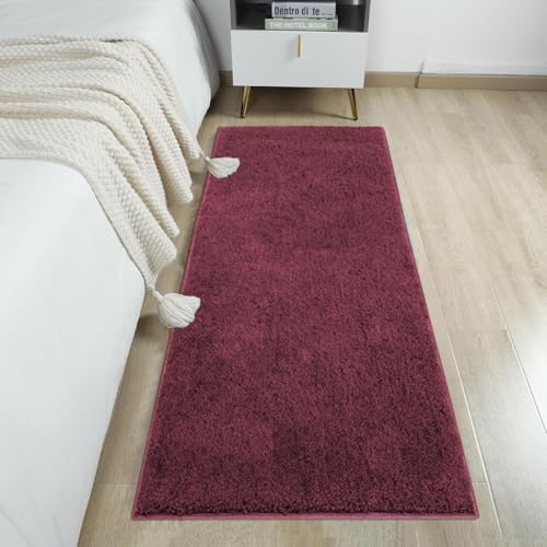 Image of Flooring India Co Newman Floor Runner 2500 GSM Super Soft Anti Skid Runner for Bedroom Side (2x5 Feet, Wine)