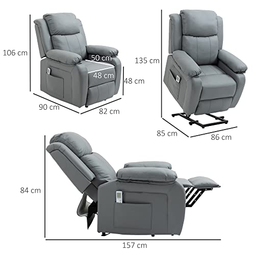 HOMCOM Electric Power Lift Recliner Chair Vibration Massage Reclining Chair with Remote Control and Side Pocket, Grey HOMCOM Electric Power Lift Recliner Chair Vibration Massage Reclining Chair with Remote Control and Side Pocket, Grey