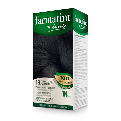 Farmatint Gel 1N Negro, Tinte Cabello Sin Amoníaco, 135 ml