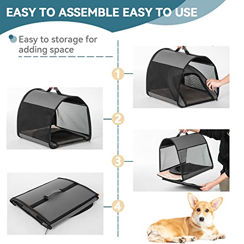 Petsfit Portable Dog Crate, Arch Design Escape Proof Collapsible Soft Sided Dog Crate Dog Kennel 16" Lx19 Wx16 H, Grey #TOP6