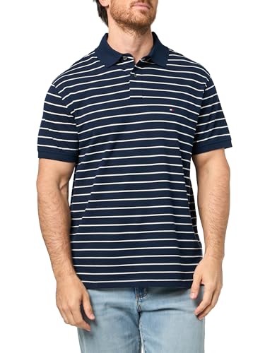 Image of Tommy Hilfiger Men's Short Sleeve Polo Shirts in Classic Fit with Stretch and Organic Pique Cotton