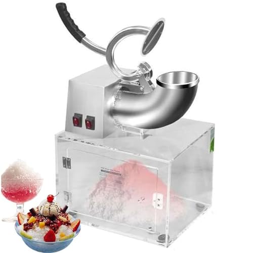 Trituradora de hielo y afeitadora comercial, máquina eléctrica de cono de nieve de 200 kg/h con contenedor de almacenamiento, motor de cobre de 850 rpm, cuchillas dobles de acero inoxidable para hielo