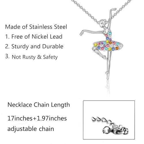 FUSTMW Ballerina Necklaces Ballet Dancer Bracelet Ballet Gifts Ballerina Gift Ballet Jewelry Ballet Recital Lover Gift for Her2