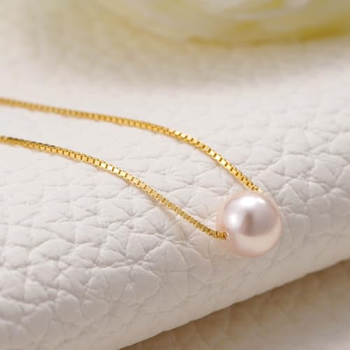 Happy Birthday Jewelry for Women, Minimalist Simple Floating Pink Pearl Necklace Affirmation Gifts for Her3