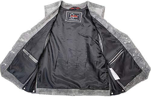 Men's Motorcycle Leather Vest in Gray4