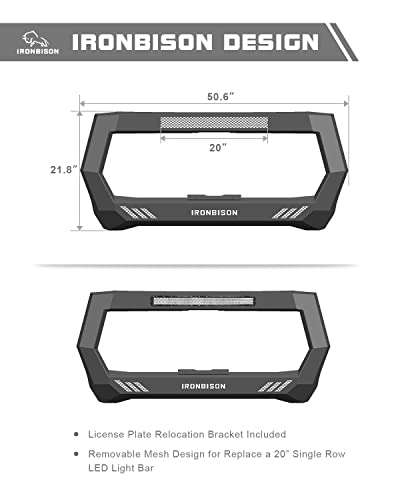 Image of IRONBISON Bull Bar Fit 2019-2024 Dodge Ram 1500 (Exclude Rebel & TRX Trim /2019-2024 Ram 1500 Classic /2020-2022 Ram 1500 Diesel models) Front Bumper Grille Brush Guard Compatible with Front Sensor