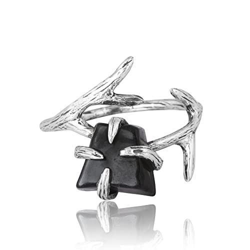 Solid 925 Sterling Silver Rough Natural Gemstone Unshape Unique Rings for Women | Gift For Wedding Anniversary Birthday Christmas