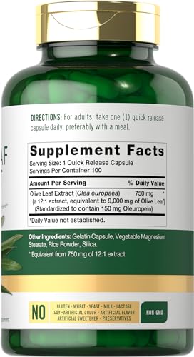 Carlyle CL3575 Olive Leaf Extract Capsules | 9000Mg | 100 Count | Non-Gmo, Gluten Free | High Potency Supplement thumb #1