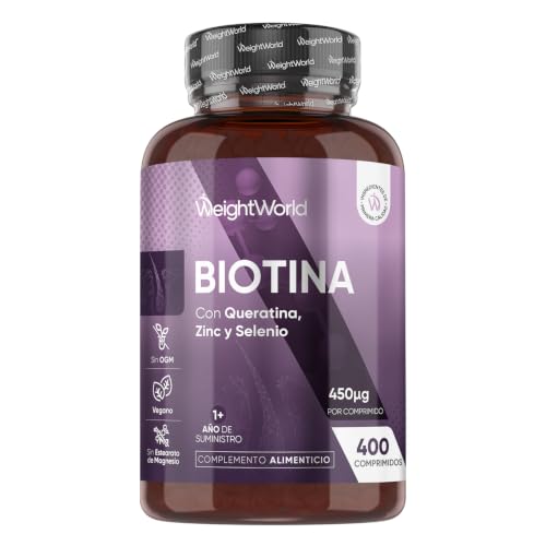 Biotina con Queratina, Zinc y Selenio - 400 Comprimidos Veganos