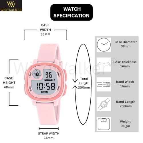 Image of WISEWALKER Kids Digital Sports Watch LCD Display with Light & Alarm Function Water Resistant Wrist Watch for Boys & Girls Unisex Watch