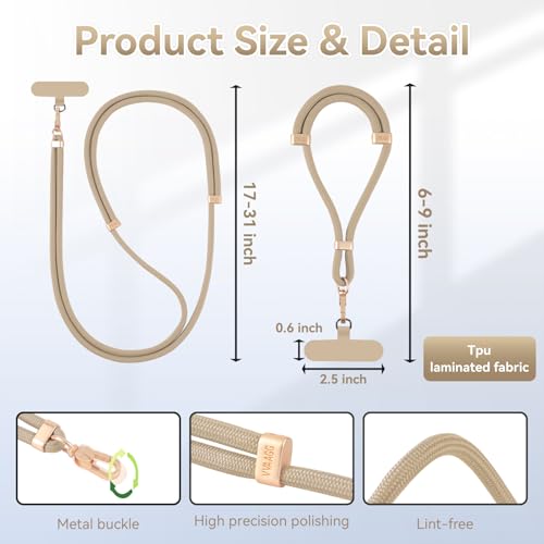 Image of VVAAGG Cell Phone Lanyard for iPhone: Crossbody Phone Strap Adjustable Neck Wrist Strap Anti Theft Long Lanyard Travel Essential for Women Most iPhone and Android Smartphones