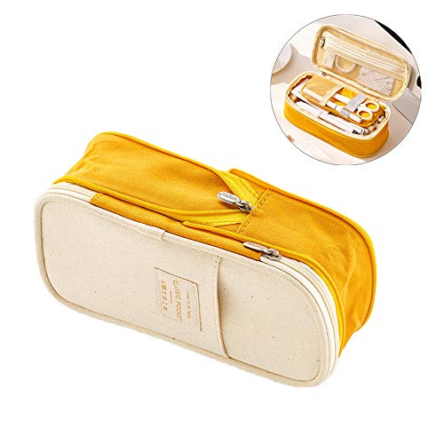 Preisvergleich Produktbild Erweiterbares Federmäppchen, großes Fassungsvermögen, für Stifte, Make-up, Kosmetiktasche, Schreibwaren, Schreibtisch-Organizer für Studenten Jungen Mädchen Teenager Erwachsene Schule und Bürobedarf