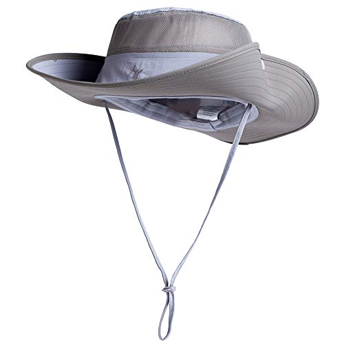 Comhats Siggi UPF50 - Sombrero de pesca con ala ancha, sombrero de trekking para hombre, Primavera-Verano, Hombre, color gris, tamaño M