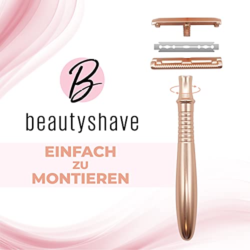 Beautyshave Rasierhobel Damen nachhaltig inkl. 5 Wechselklingen Roségold | hochwertige Verarbeitung | Nassrasierer - Image 5