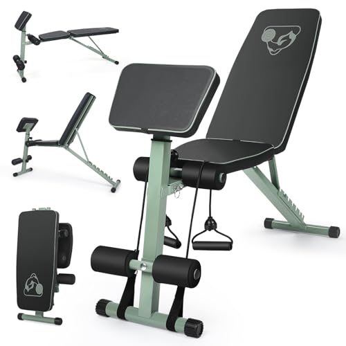 Hantelbank Klappbar, Multifunktions Trainingsbank Schrägbank für Ganzkörper-workout,120kg verstellbare Bank zum Bankdrücken für Ganzkörper Krafttraining, Bankdrücken, Bauchmuskeltraining