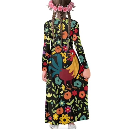 Girl Casual Long Sleeve Dresses Crewneck Casual Loose Dresses Maxi Floor Length Dresses Breathable2