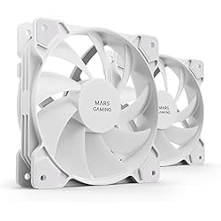 Ventilador 120 Mars Gaming MF-PROX2 Blanco, Kit 2 Ventiladores 120mm, Sistema Anti-vibraciones, Ultra-silenciosos, Doble Conexión 3PIN + 4PIN
