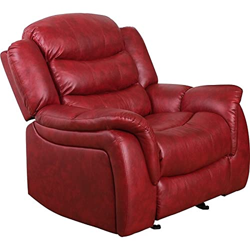 Interio Canape Mechanism Red Colour Leatherette Manual Recliner